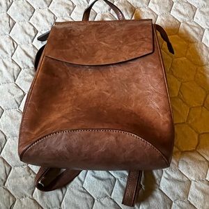 Cute Brown Pleather Backpack Purse